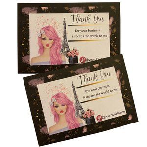 A girl-themed thank you card / Cards with a girl's design for thanks /